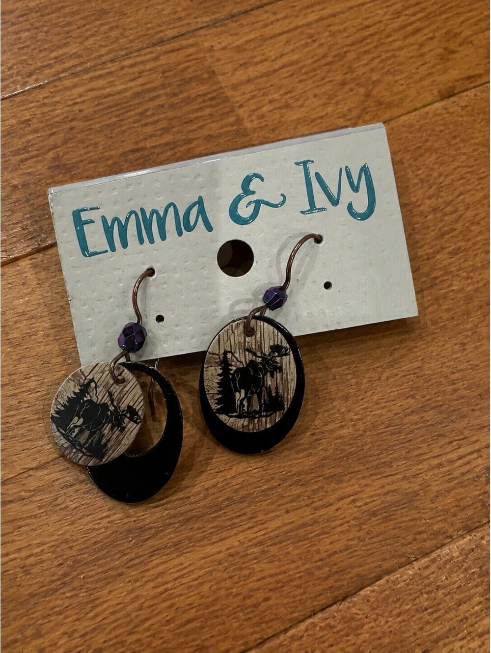 Emma & Ivy Western Cowboy Rodeo Wood Dangle Earrings Handmade